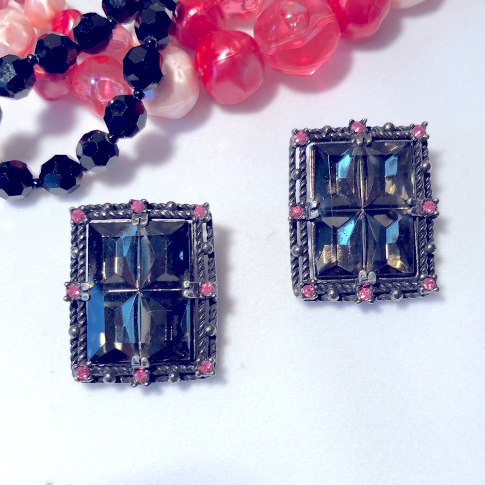 Sarah Coventry 50’s Midnight Magic Clip Earrings DeLizza & Elster Designed